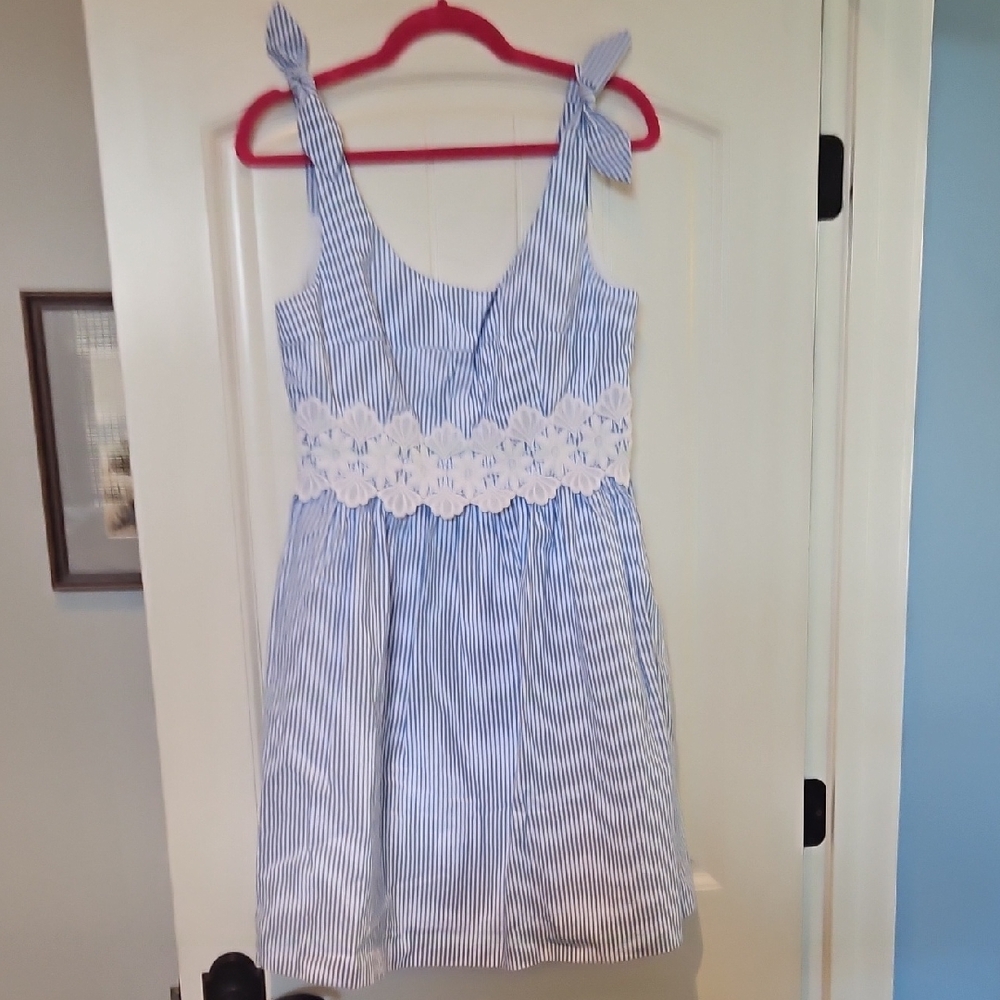 NWT Lilly Pulitzer Coastal Blue Seersucker Tessa Dress